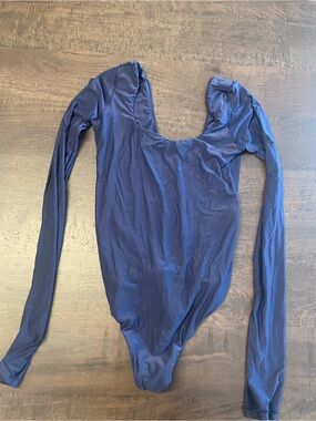 Aerie Navy Long Sleeve Scoop-Back Bodysuit